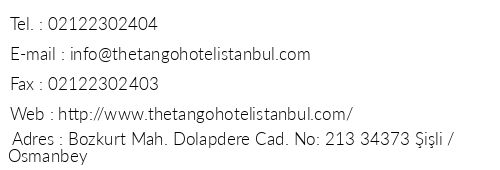 The Tango Hotel telefon numaralar, faks, e-mail, posta adresi ve iletiim bilgileri